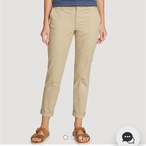 Eddie Bauer Legend Wash Boyfriend Pants Tan‎ Size 10 Relaxed Fit